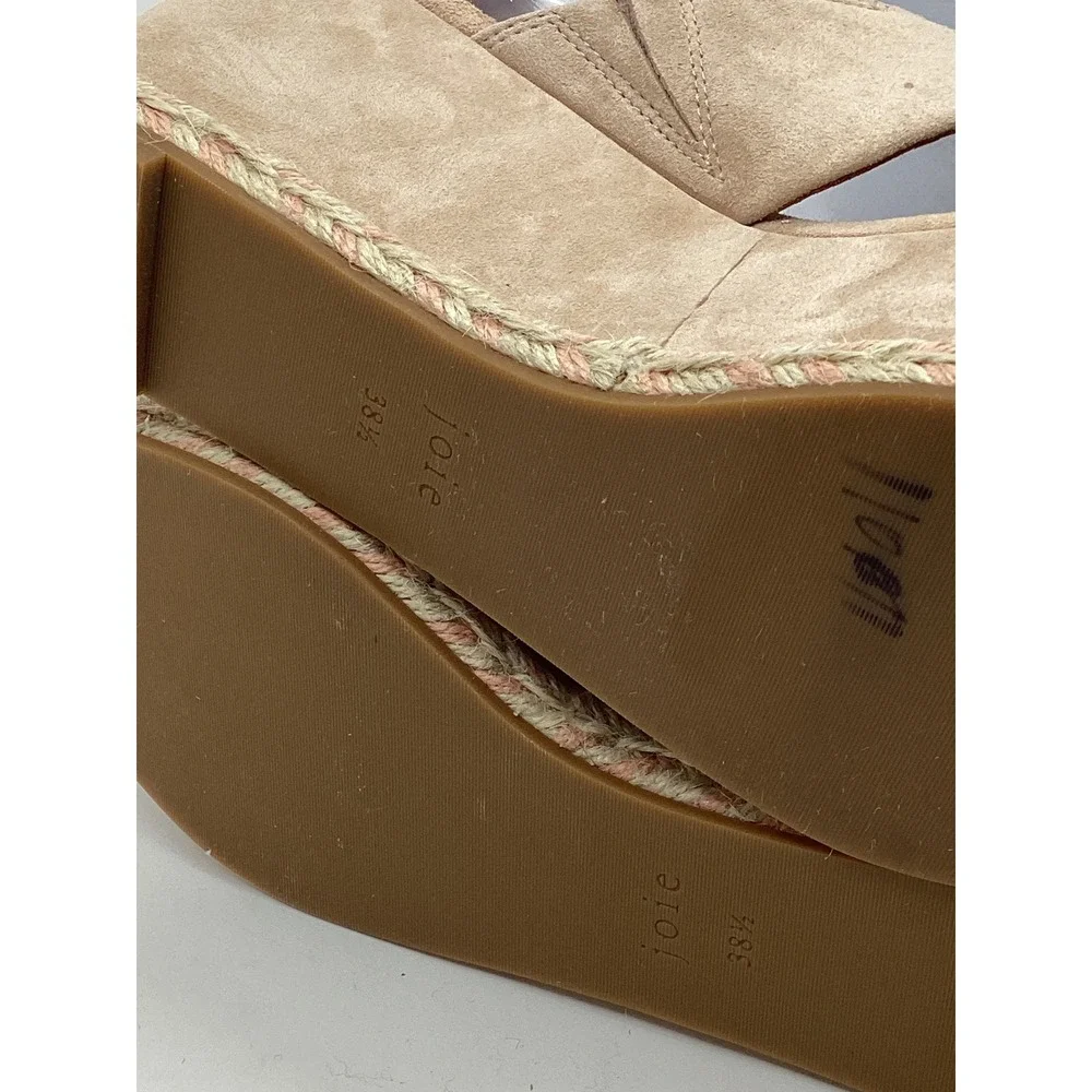 Joie Tan Suede Crisscross Slingback Platform Wedge Sandals Size 38.5 Espadrille